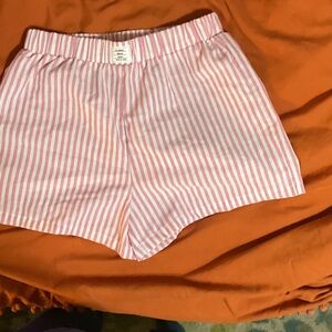 SHEIN High Waist Striped Shorts in Pink and White